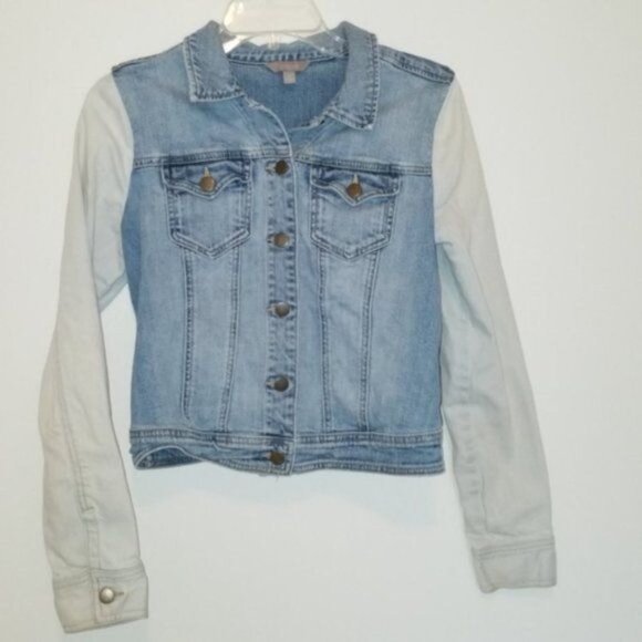 Vintage Looking Jean Jacket Rubbish 2 Tone Cotton Denim WOMEN'S WOMAN'S Medium - Picture 4 of 7